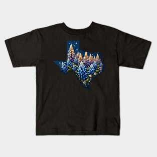 Texas Wildflowers - Texas Bluebonnets Kids T-Shirt